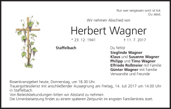 Anzeige von Herbert Wagner von MGO