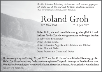 Anzeige von Roland Groh von MGO