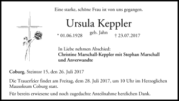 Anzeige von Ursula Keppler von MGO