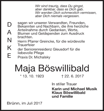 Anzeige von Maja Böswillibald von MGO