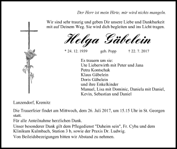Anzeige von Helga Gäbelein von MGO