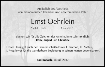 Anzeige von Ernst Oehrlein von MGO