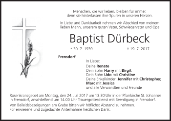 Anzeige von Baptist Dürbeck von MGO