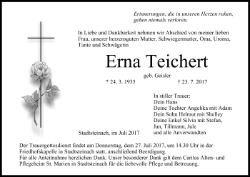 Anzeige von Erna Teichert von MGO