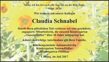 Anzeige von Claudia Schnabel von MGO