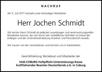 Anzeige von Jochen Schmidt von MGO