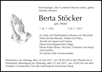 Anzeige von Berta Stöcker von MGO