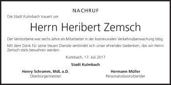 Anzeige von Heribert Zemsch von MGO
