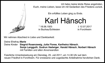 Anzeige von Karl Hänsch von MGO