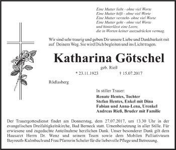 Anzeige von Katharina Götschel von MGO