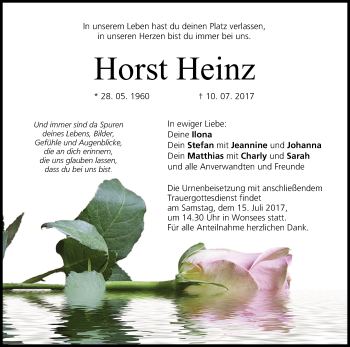 Anzeige von Horst Heinz von MGO
