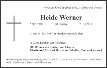Anzeige von Heide Werner von MGO