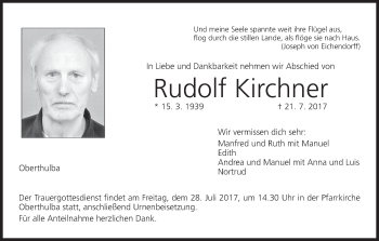 Anzeige von Rudolf Kirchner von MGO