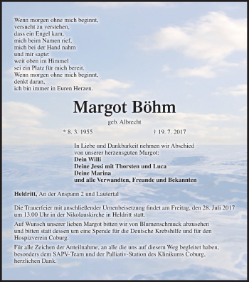 Anzeige von Margot Böhm von MGO