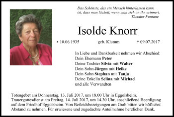 Anzeige von Isolde Knorr von MGO