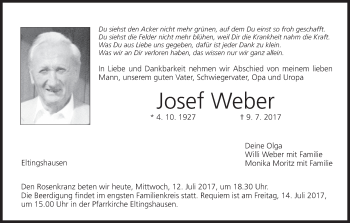 Anzeige von Josef Weber von MGO