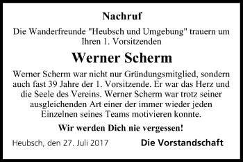 Anzeige von Werner Scherm von MGO