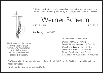 Anzeige von Werner Scherm von MGO