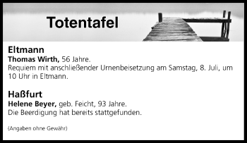 Anzeige von Totentafel vom 07.07.2017 von MGO
