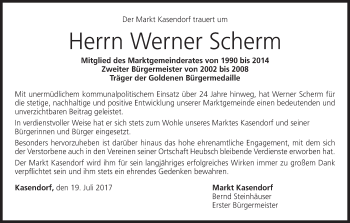 Anzeige von Werner Scherm von MGO