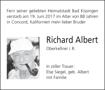 Anzeige von Richard Albert von MGO