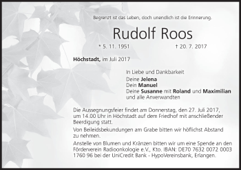 Anzeige von Rudolf Roos von MGO