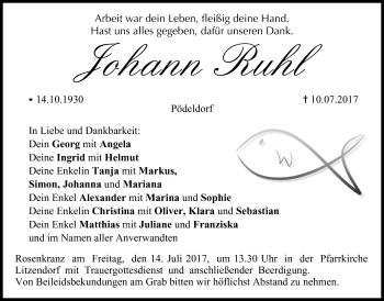 Anzeige von Johann Ruhl von MGO