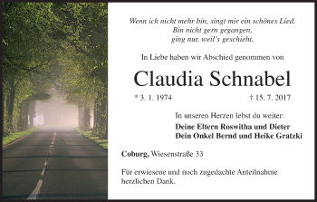 Anzeige von Claudia Schnabel von MGO