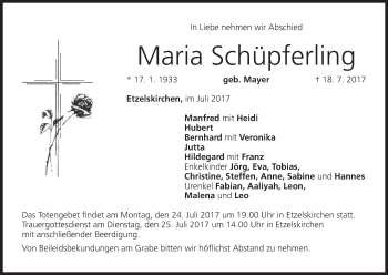 Anzeige von Maria Schüpferling von MGO