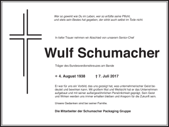 Anzeige von Wulf Schumacher von MGO