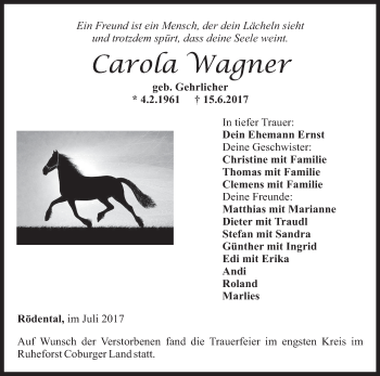 Anzeige von Carola Wagner von MGO