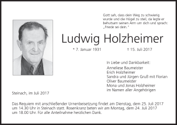 Anzeige von Ludwig Holzheimer von MGO