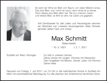 Anzeige von Max Schmitt von MGO