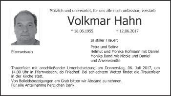 Anzeige von Volkmar Hahn von MGO