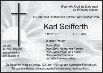 Anzeige von Karl Seifferth von MGO