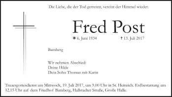 Anzeige von Fred Post von MGO