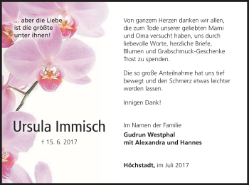 Anzeige von Ursula Immisch von MGO
