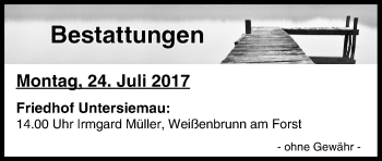 Anzeige von Bestattungen vom 24.07.2017 von MGO