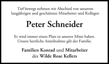 Anzeige von Peter Schneider von MGO