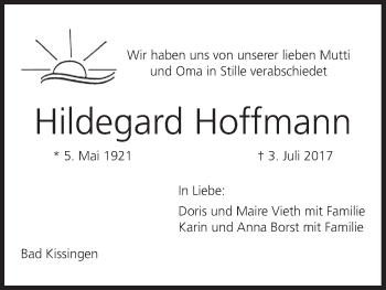 Anzeige von Hildegard Hoffmann von MGO