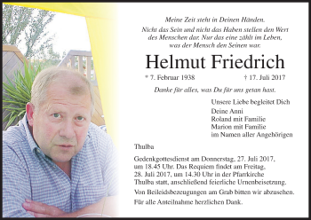 Anzeige von Helmut Friedrich von MGO