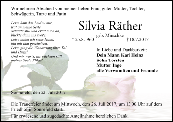 Anzeige von Silvia Räther von MGO