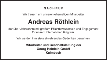 Anzeige von Andreas Röthlein von MGO