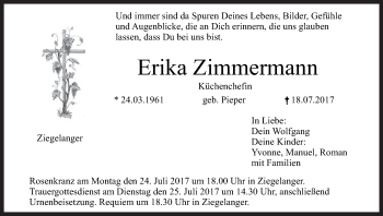 Anzeige von Erika Zimmermann von MGO