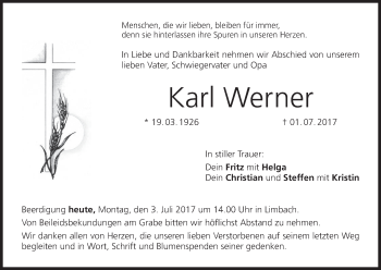 Anzeige von Karl Werner von MGO