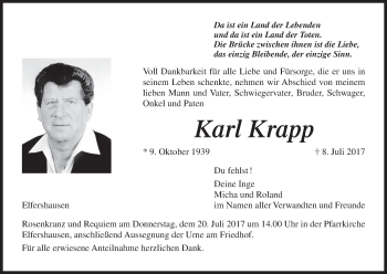 Anzeige von Karl Krapp von MGO
