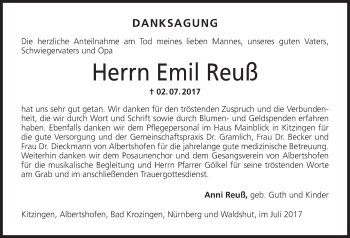 Anzeige von Emil Reuß von MGO