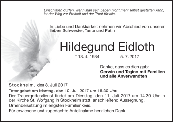 Anzeige von Hildegund Eidloth von MGO