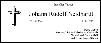Anzeige von Johann Rudolf Neidhardt von MGO