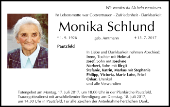 Anzeige von Monika Schlund von MGO